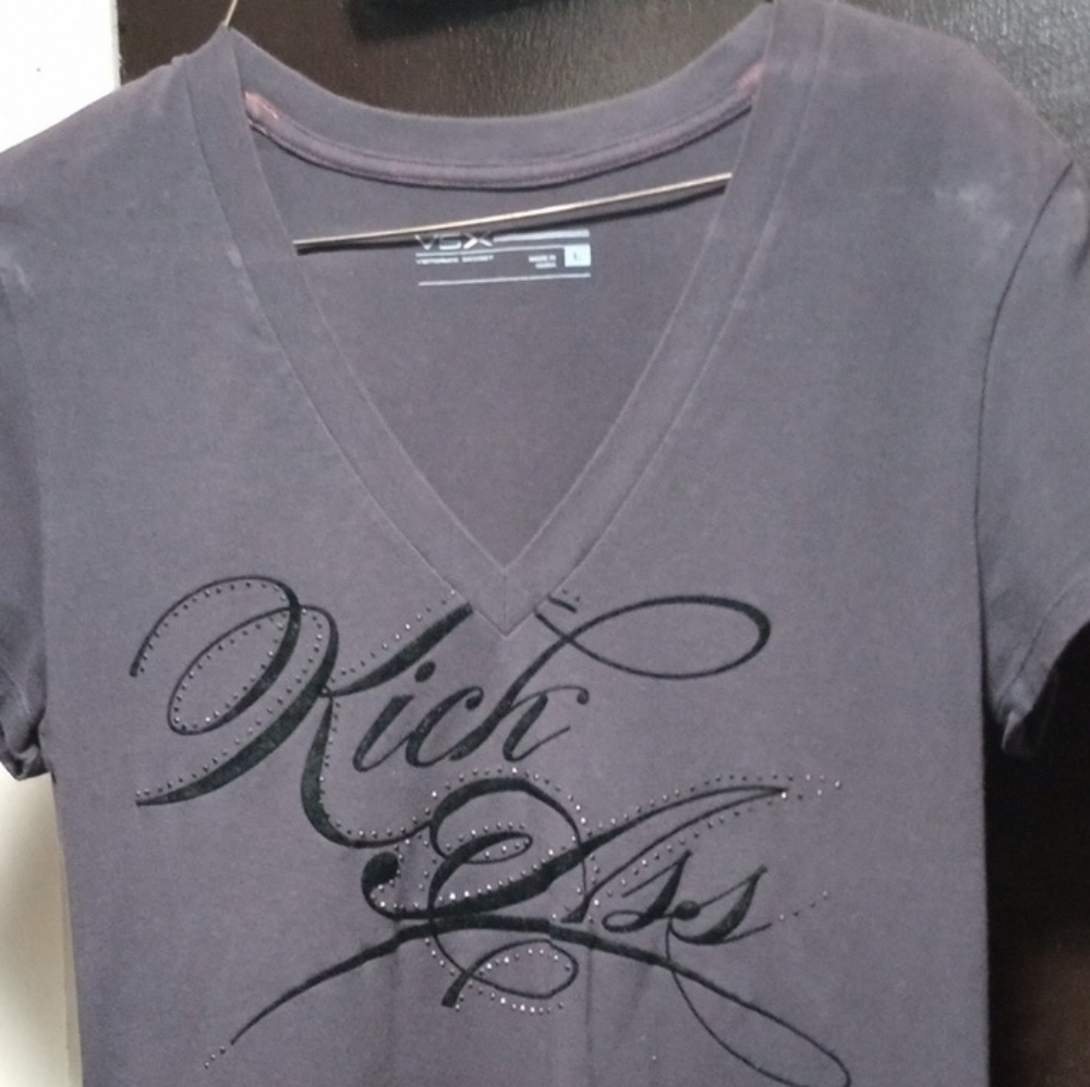 Victoria's Secret Gray Short Sleeve T-Shirt with Black Script
